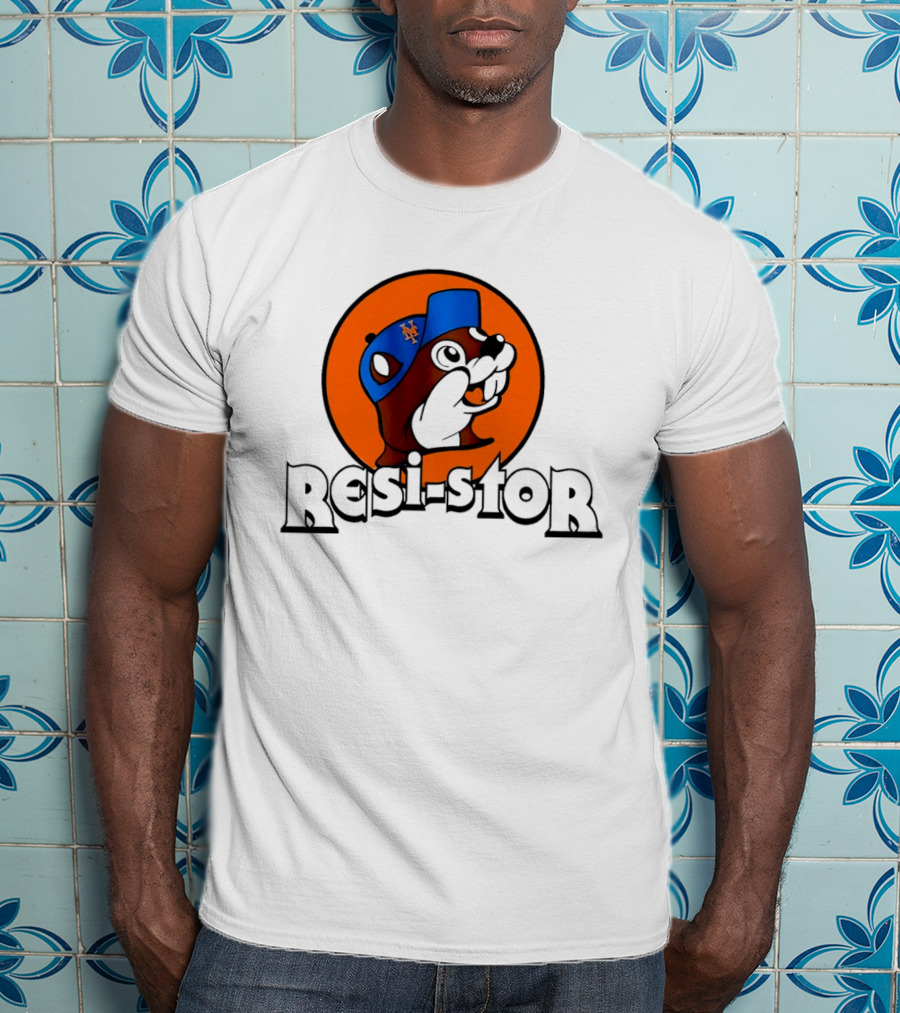 New York Mets Buc Ee's Resi Stor Beaver Blue Cap T-Shirt