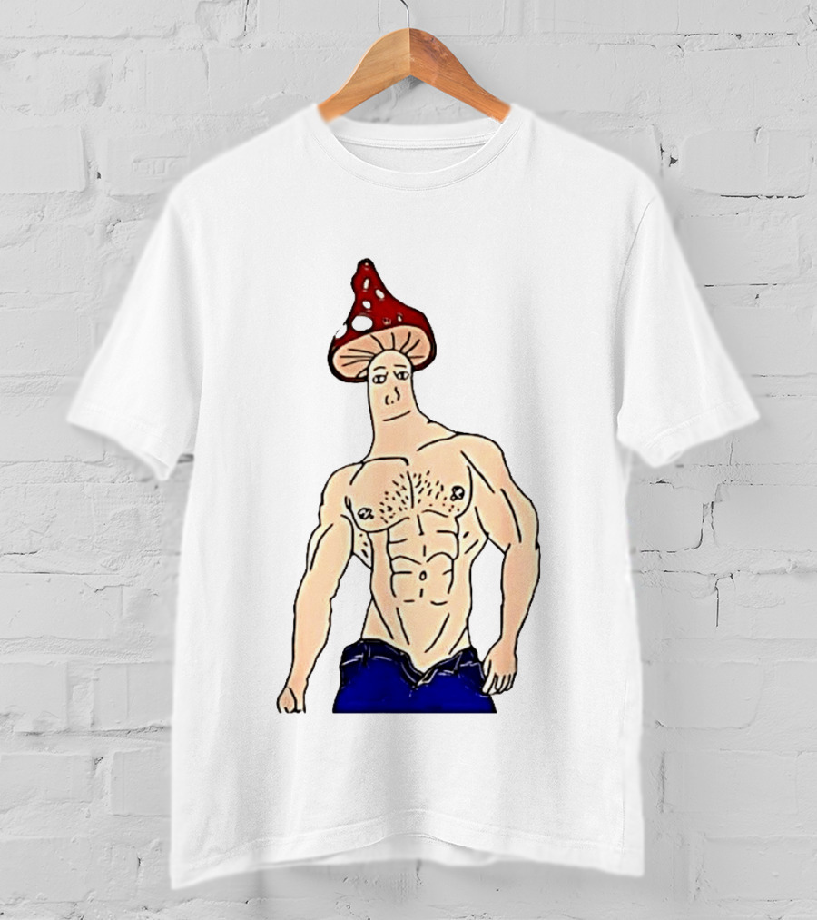 Wojak Shroomjak Buff Gym Meme Mushroom Head T-Shirt