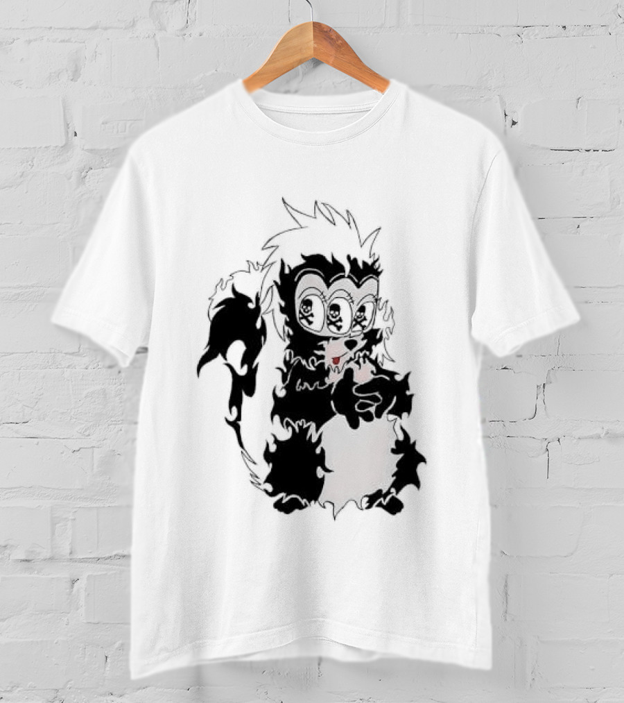 Three Eyed Skunk With Skull Eyes Surreal Creature T-Shirt