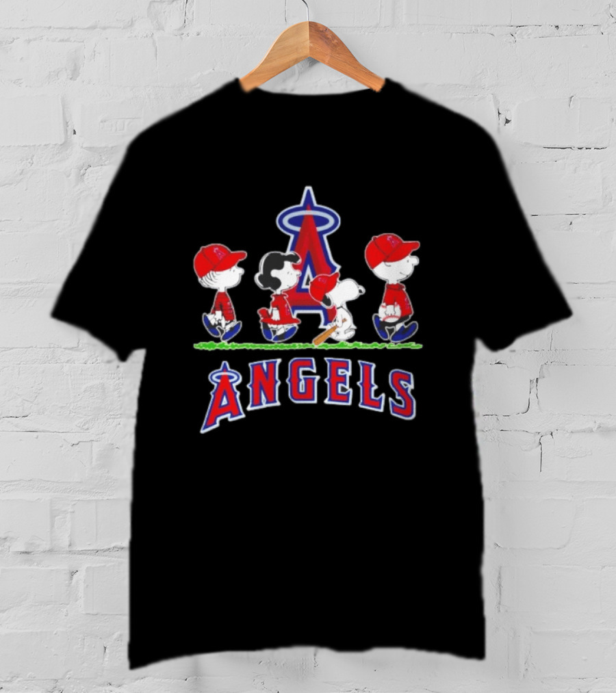 Charlie Brown Lucy Snoopy Peanuts Angels MLB Baseball T-Shirt