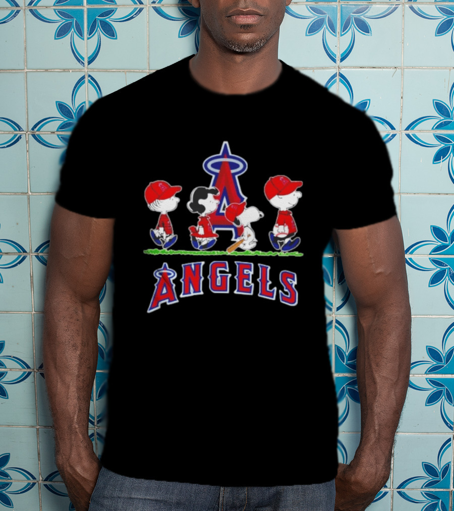 Charlie Brown Lucy Snoopy Peanuts Angels MLB Baseball T-Shirt