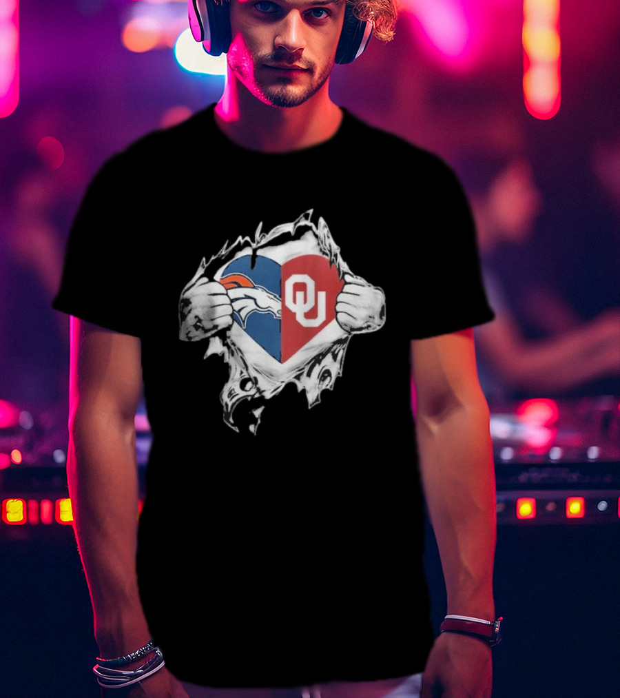 Broncos OU Sooners Heart Blend T-Shirt