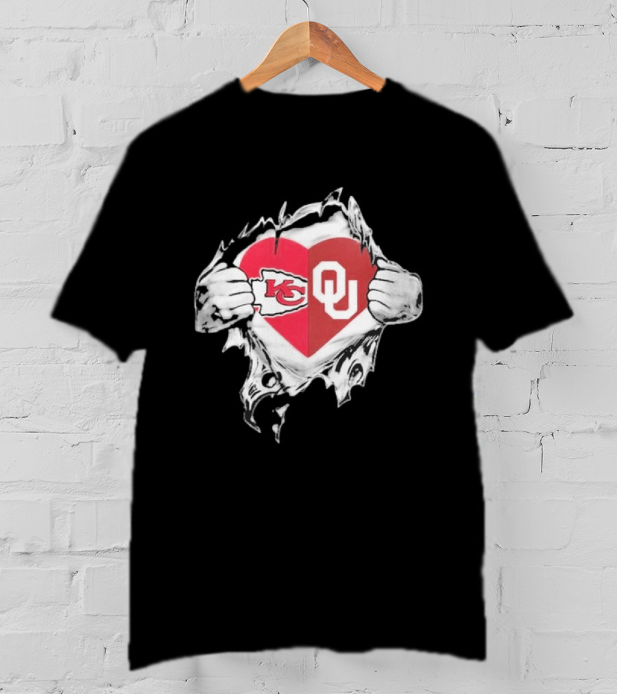 Chiefs X Sooners It's In My Heart Kansas City Oklahoma Football Fan Collaboration T-Shirt