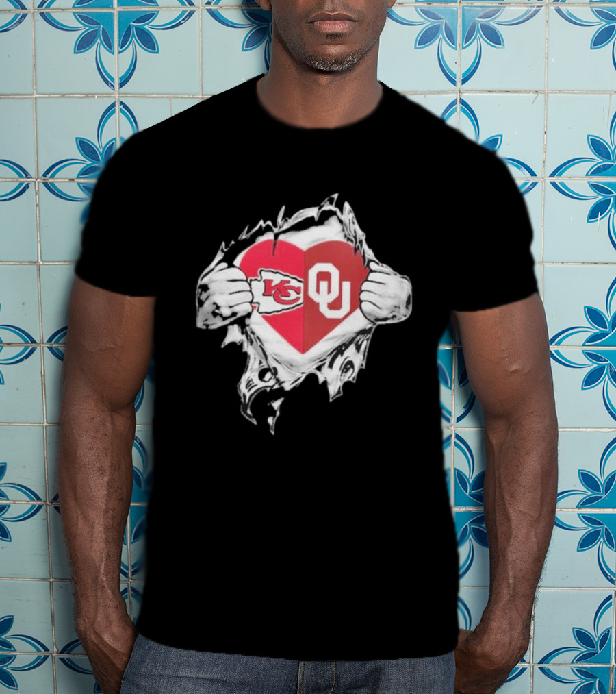 Chiefs X Sooners It's In My Heart Kansas City Oklahoma Football Fan Collaboration T-Shirt