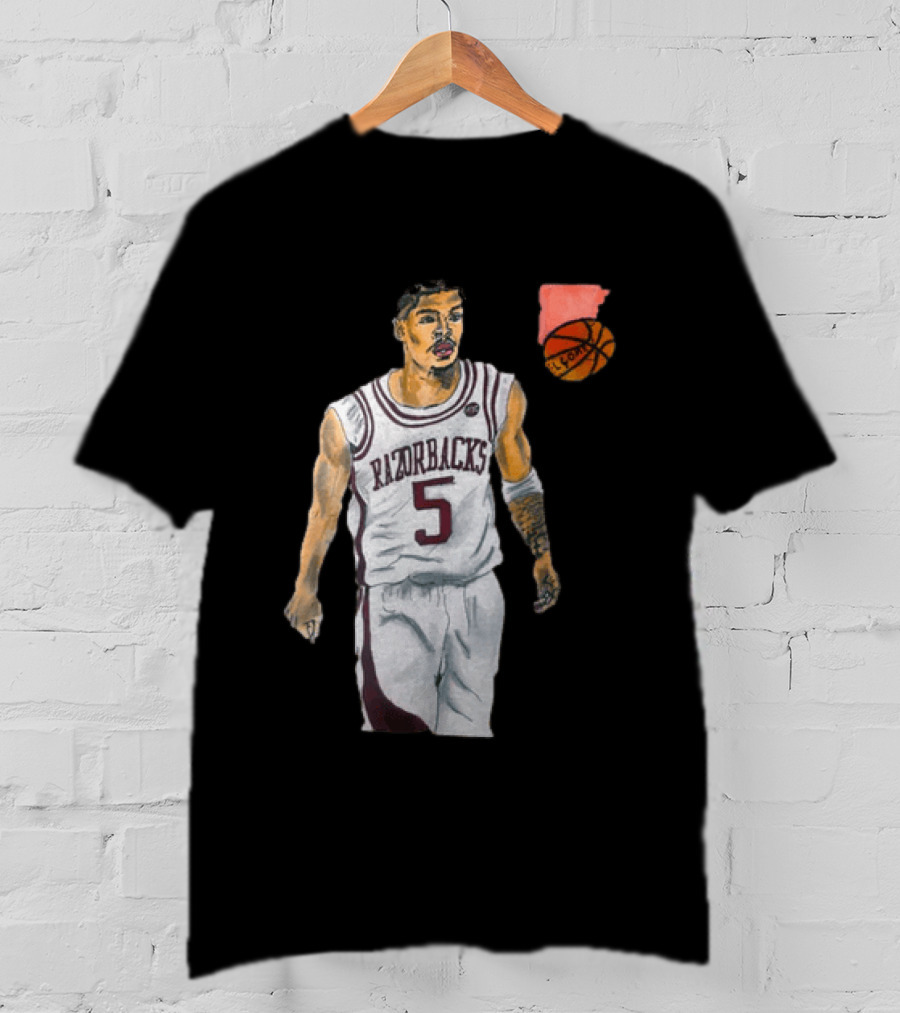 Razorbacks Number 5 Basketball Player Artwork Exclusively D To The A T-Shirt