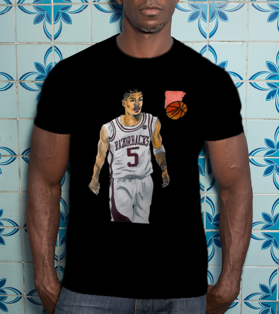 Razorbacks Number 5 Basketball Player Artwork Exclusively D To The A T-Shirt