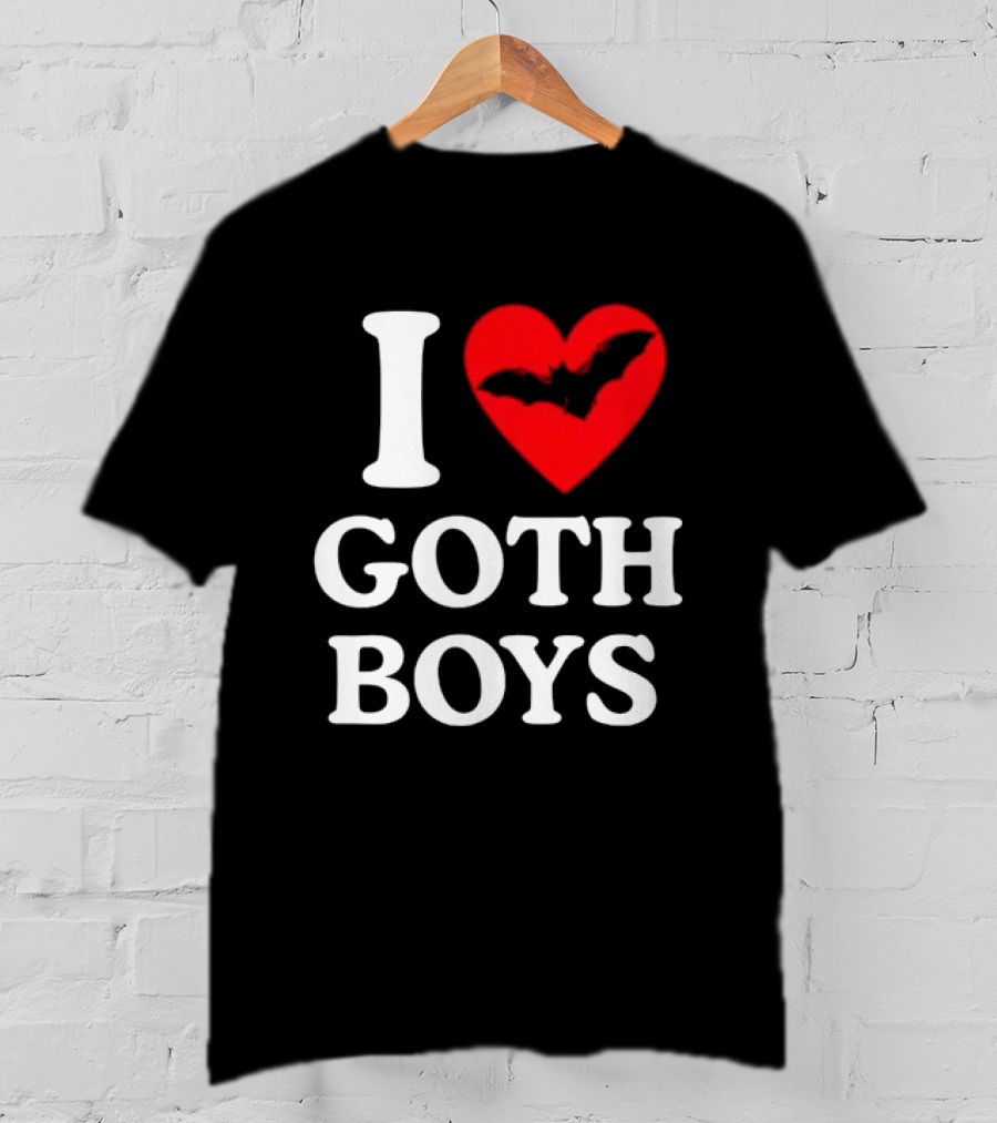 I Love Goth Boys Heart Bat T-Shirt