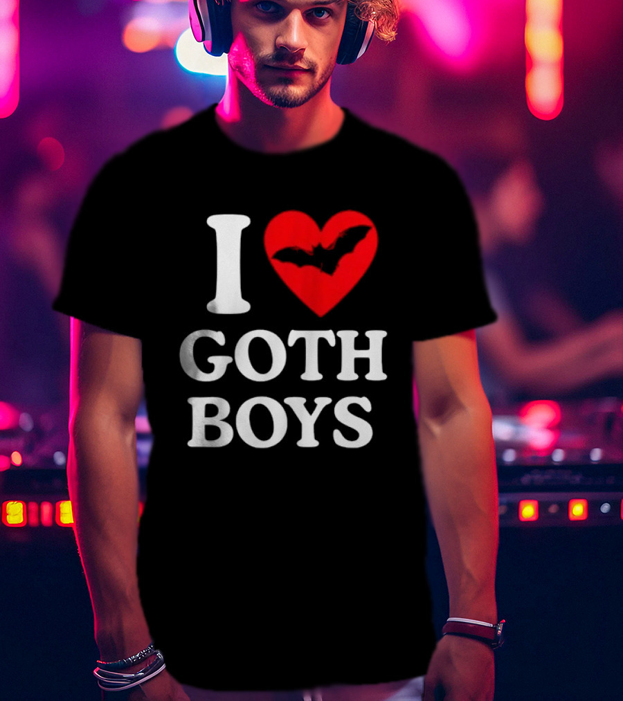 I Love Goth Boys Heart Bat T-Shirt