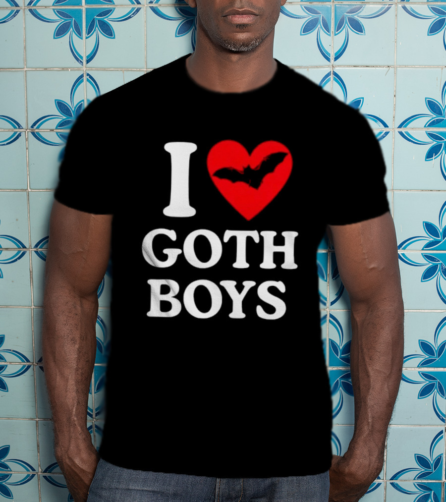 I Love Goth Boys Heart Bat T-Shirt