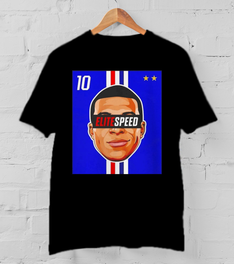 10 Kylian Mbappe Elite Speed France Football Big Head Two Stars T-Shirt