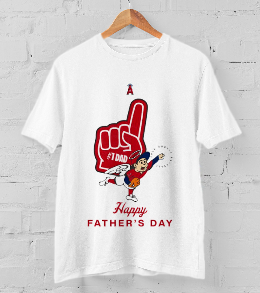 Happy Father's Day 2026 Los Angeles Angels Baseball Fan Foam Finger T-Shirt