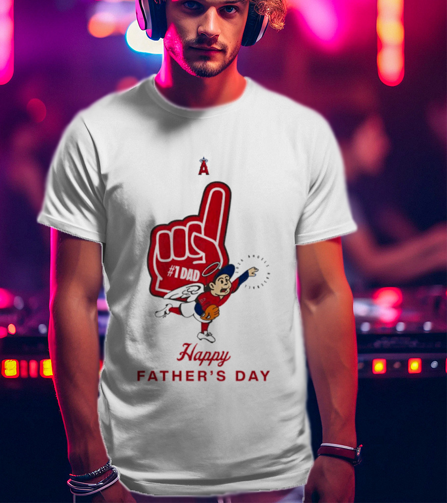Happy Father's Day 2026 Los Angeles Angels Baseball Fan Foam Finger T-Shirt