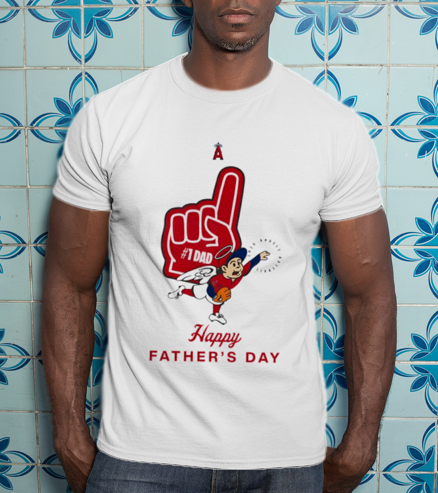 Happy Father's Day 2026 Los Angeles Angels Baseball Fan Foam Finger T-Shirt