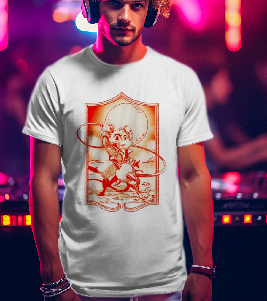 Biker Mice From Mars Throttle Wielding Flail Against Moonlit Backdrop T-Shirt