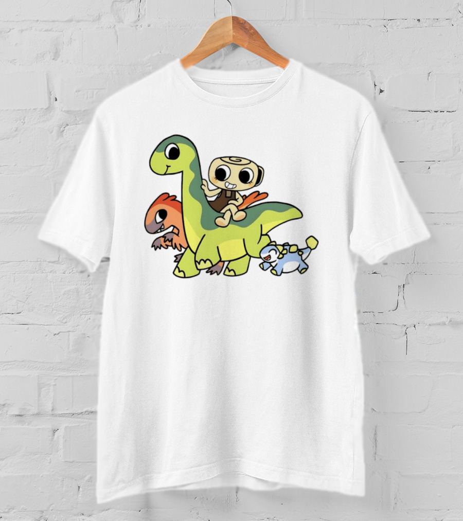 Cinnamon Roll Riding Dinosaurs Cute Cartoon Characters T-Shirt