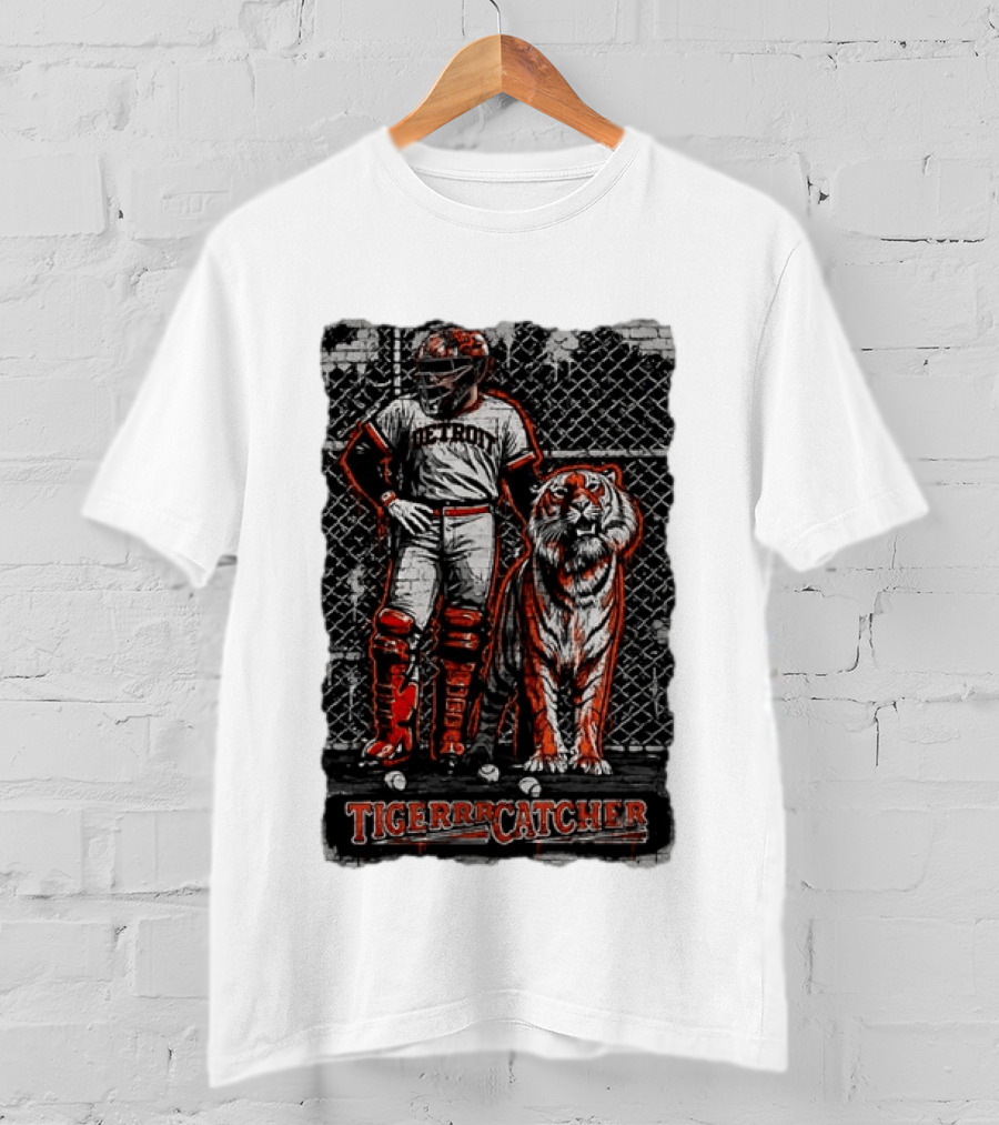 Detroit Tigerrcatcher Baseball Apparel Tiger & Catcher T-Shirt