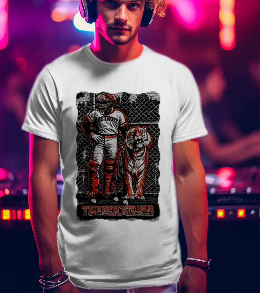 Detroit Tigerrcatcher Baseball Apparel Tiger & Catcher T-Shirt