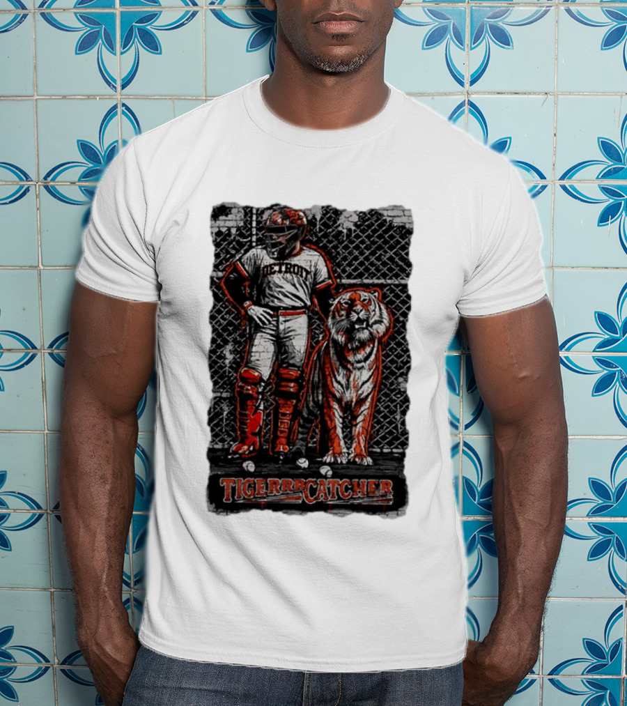 Detroit Tigerrcatcher Baseball Apparel Tiger & Catcher T-Shirt