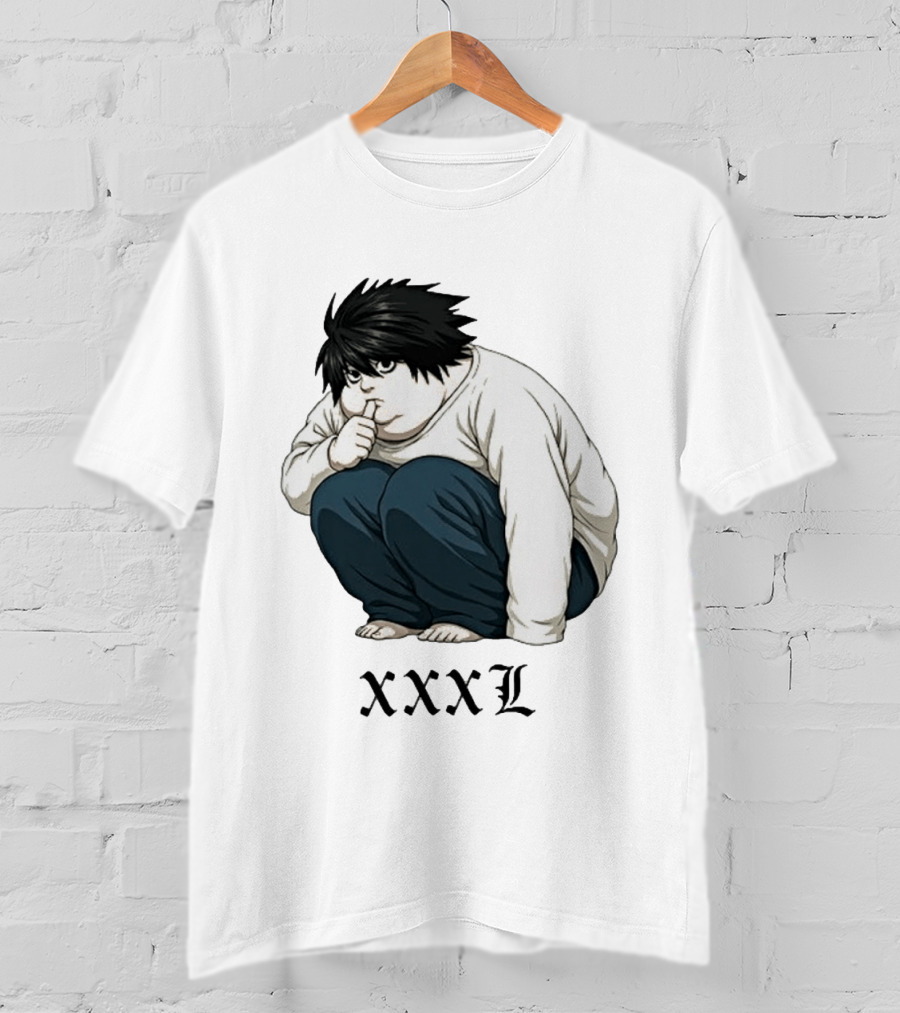 L Lawliet Xxxl Meme Anime Character Sitting Pose T-Shirt