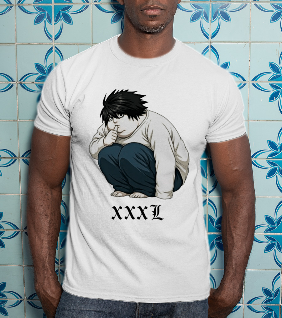 L Lawliet Xxxl Meme Anime Character Sitting Pose T-Shirt