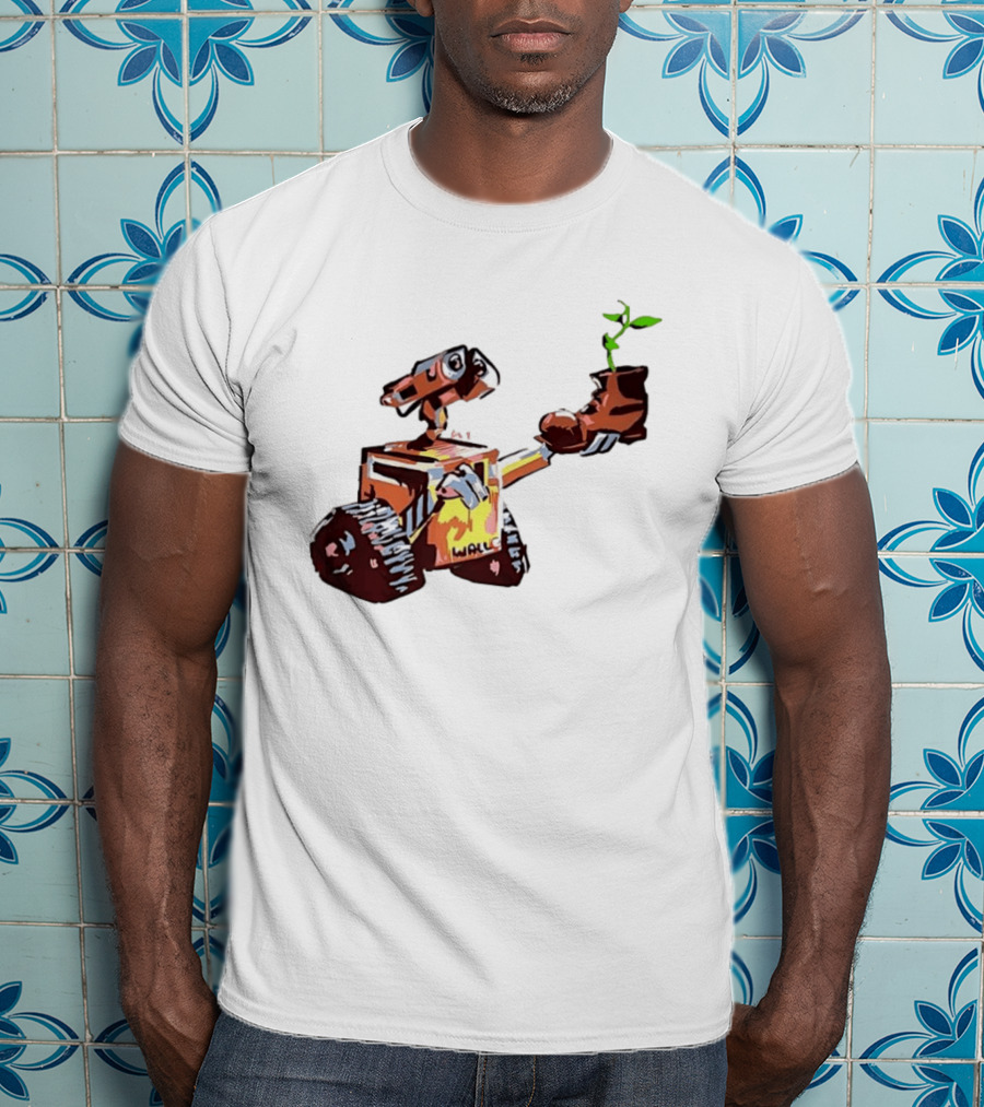 Pixar WALL E Holding Boot With Plant Iconic Scene T-Shirt