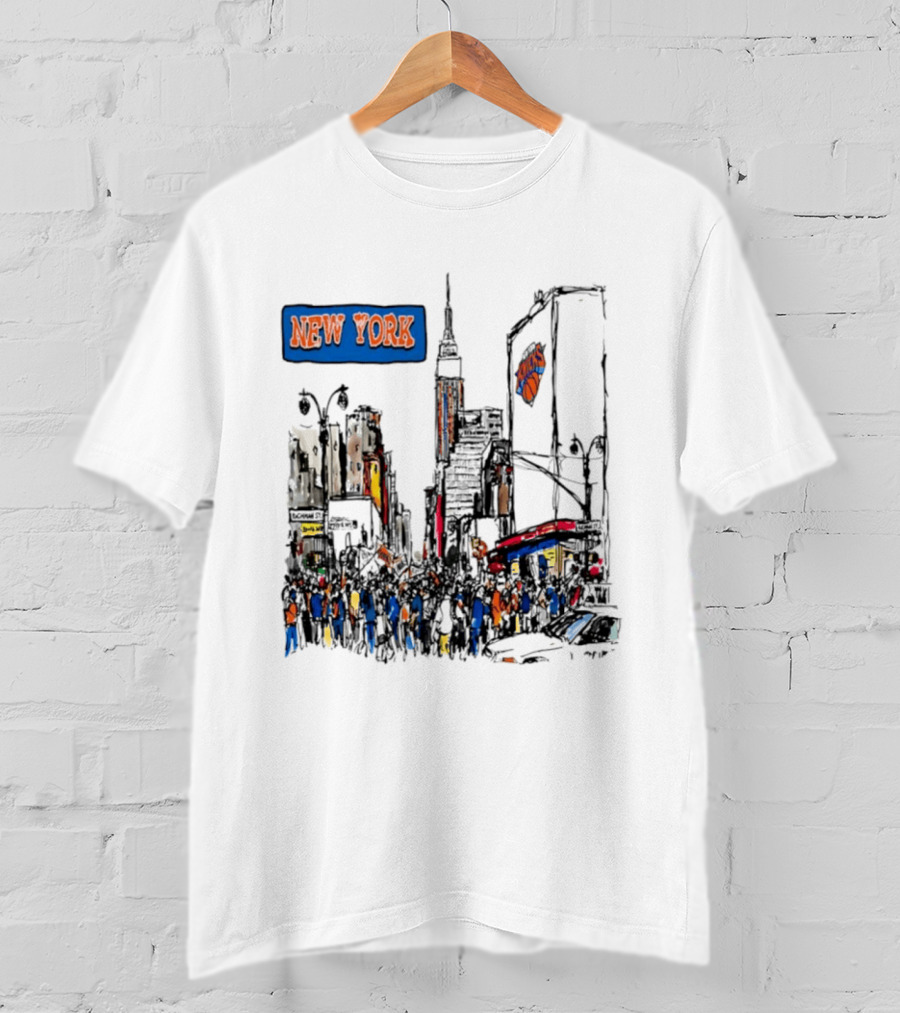 New York Knicks NBA City Skyline Street Scene Basketball Team T-Shirt