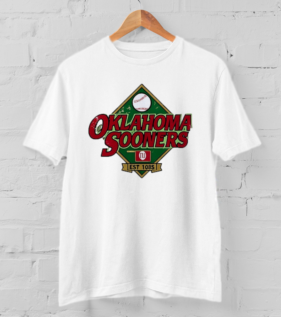 Oklahoma Sooners NCAA Baseball Est 108S Red Green Sports T-Shirt