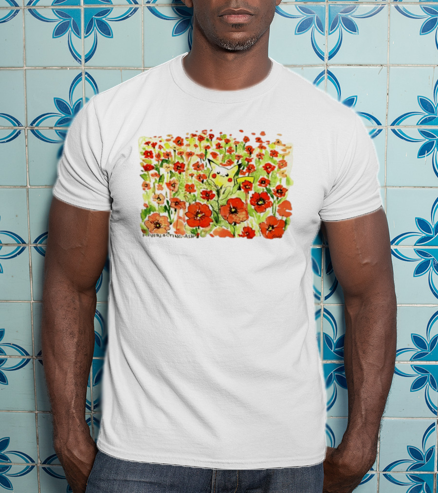 Pikachu Pokemon Everlasting Ash Floral Field T-Shirt