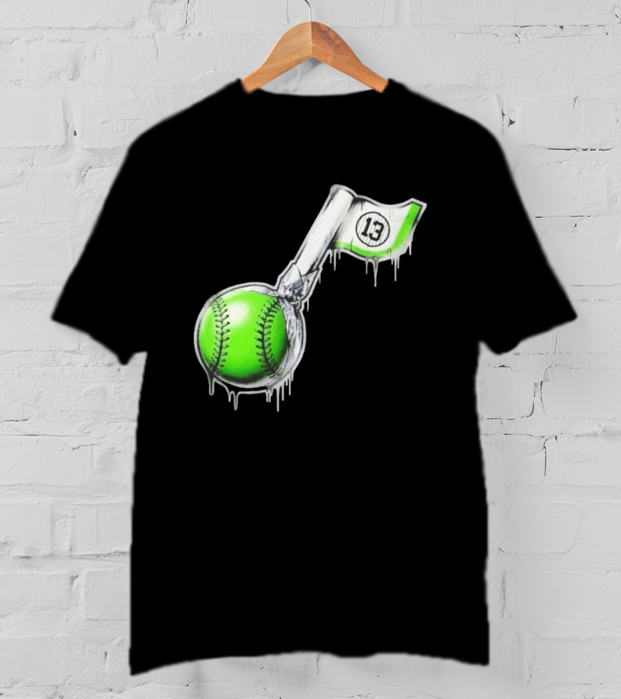 13 Baseball Lollipop Dripping Ice Cream Green Ball T-Shirt