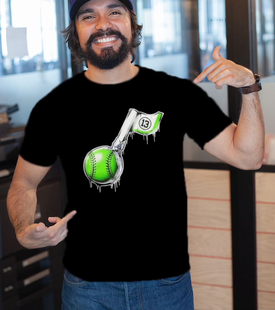 13 Baseball Lollipop Dripping Ice Cream Green Ball T-Shirt
