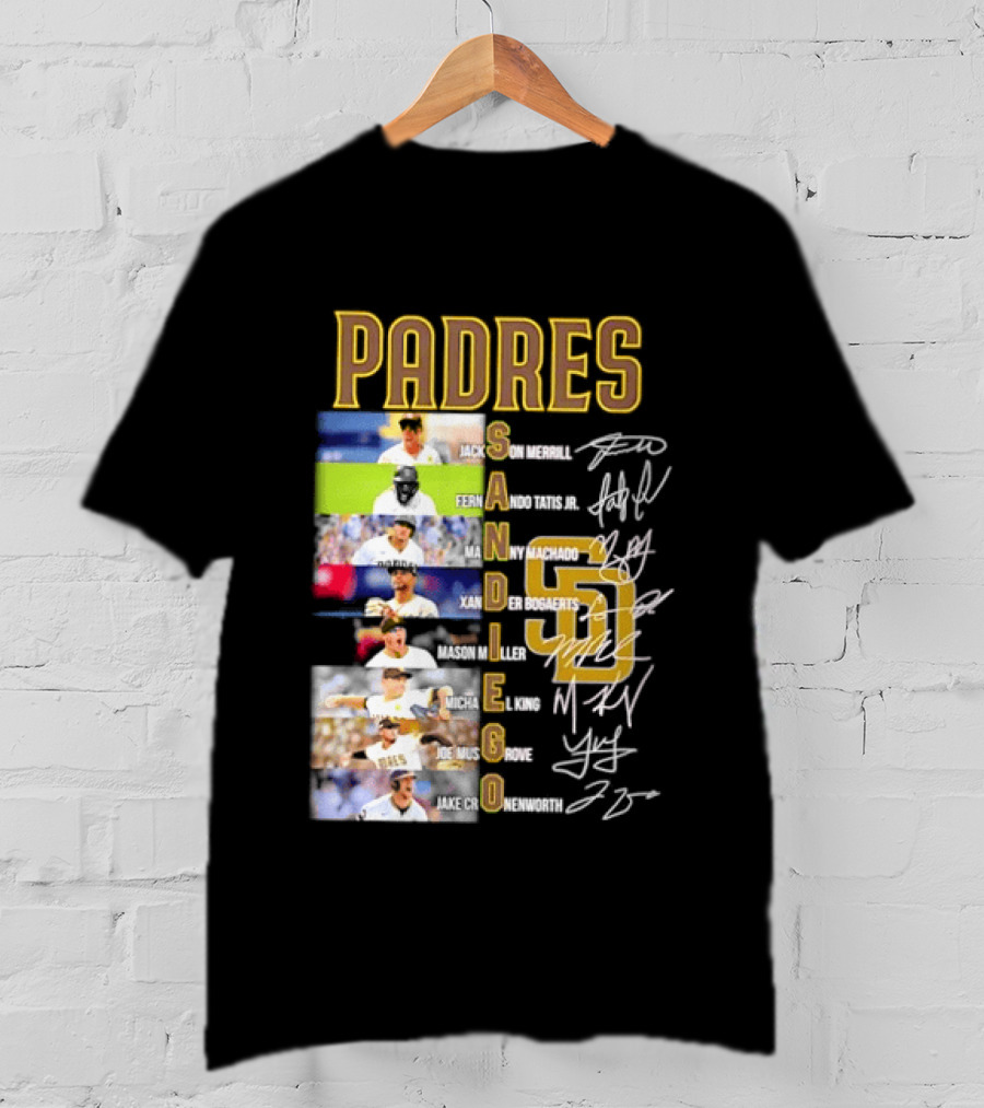 Padres San Diego Jackson Merrill Fernando Tatis Jr Manny Machado MLB Team Logos T-Shirt