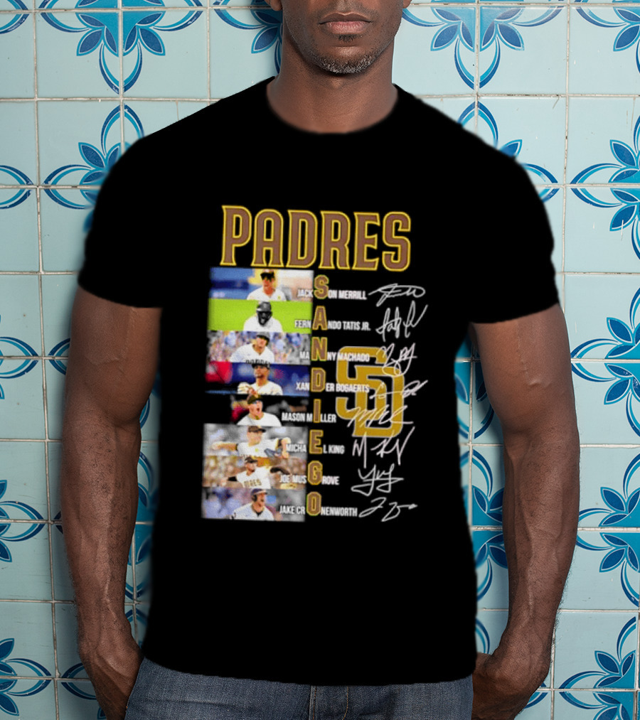 Padres San Diego Jackson Merrill Fernando Tatis Jr Manny Machado MLB Team Logos T-Shirt