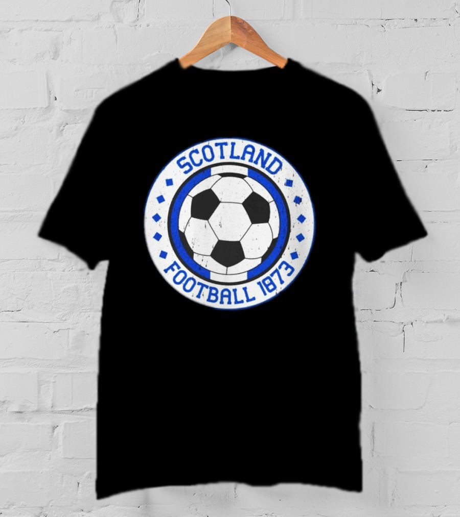 Scotland Football Soccer Ball Emblem 1873 Vintage Blue And White T-Shirt