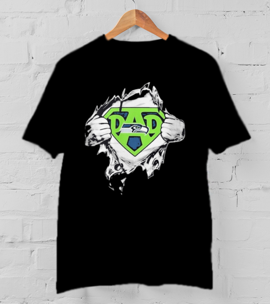 Seattle Seahawks Super Dad Ripped Chest DAD T-Shirt