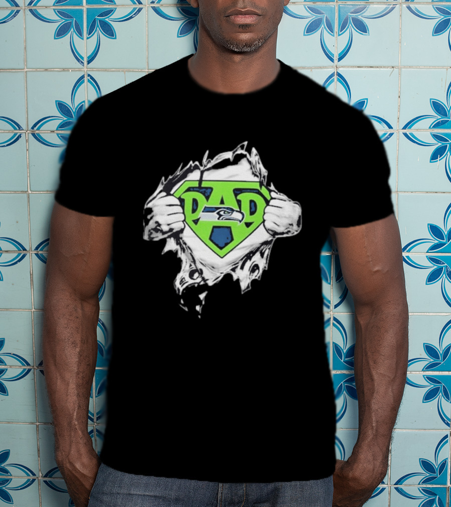 Seattle Seahawks Super Dad Ripped Chest DAD T-Shirt