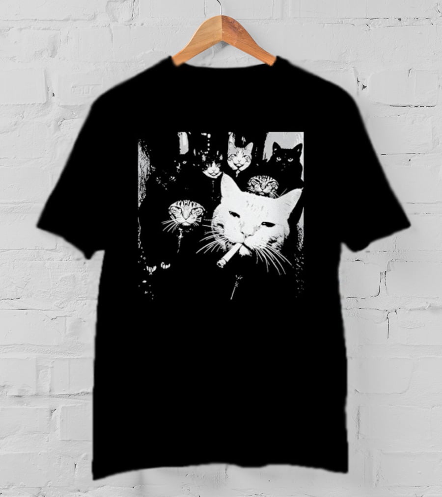 Smoking Cats Street Gang Hardened Feline Crew Members Motorcycle Club T-Shirt