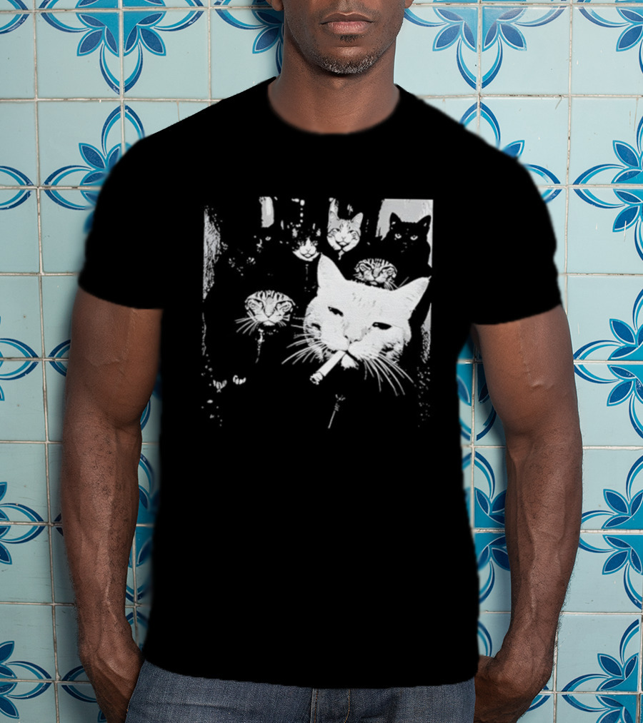 Smoking Cats Street Gang Hardened Feline Crew Members Motorcycle Club T-Shirt
