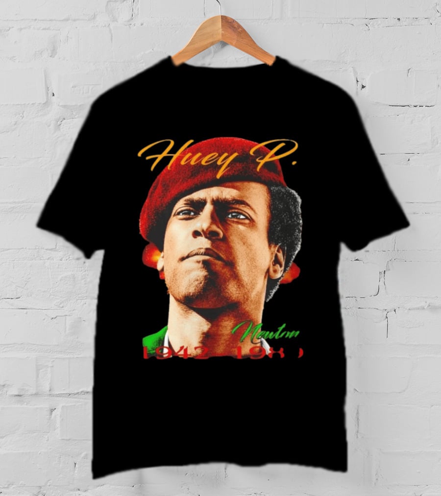 Huey P. Newton 1942 1989 Red Beret Green Jacket T-Shirt