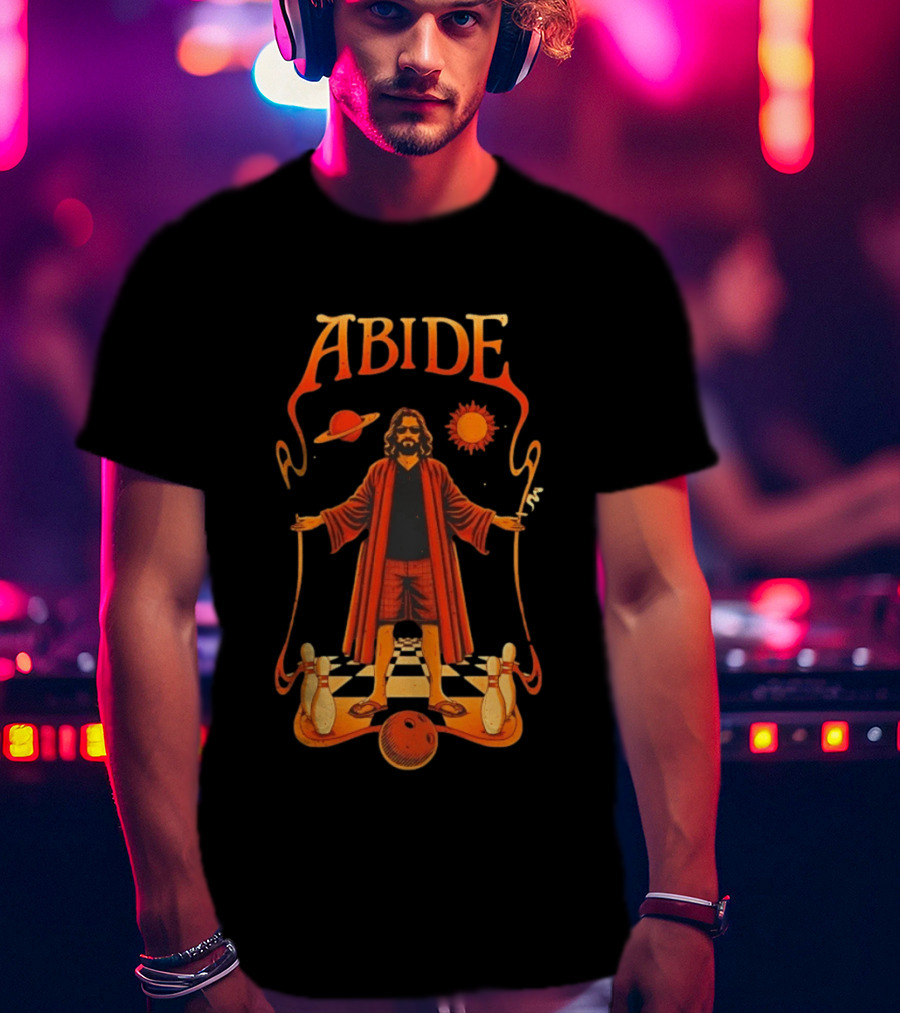 The Big Lebowski Abide Dude Bowling Solar System T-Shirt