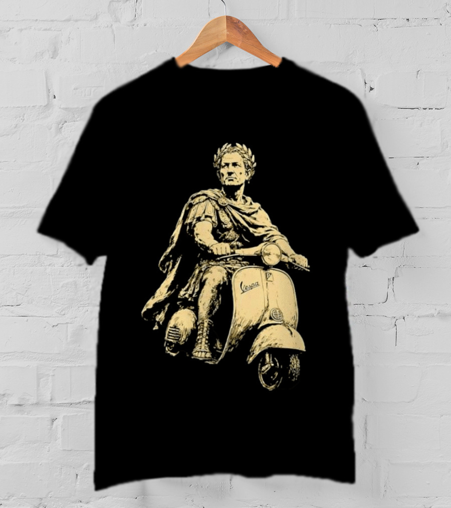 Julius Caesar Vespa Scooter Roman Warrior Motif T-Shirt