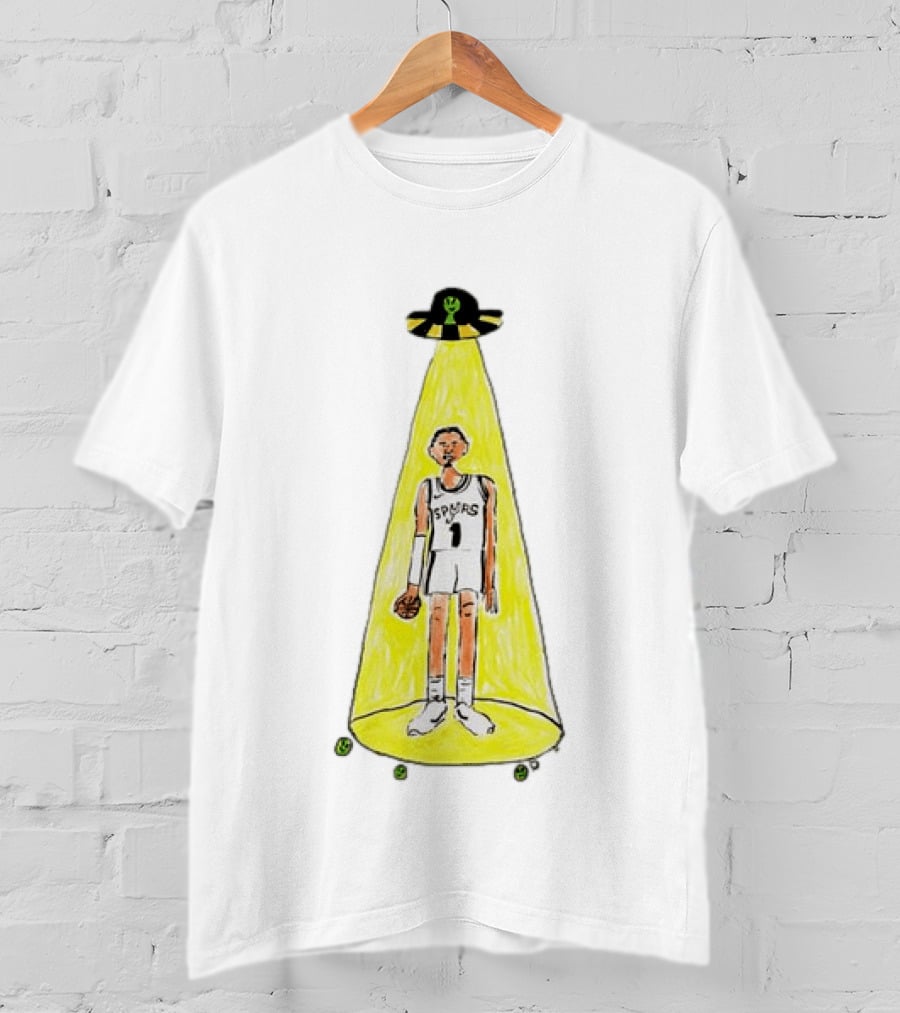 Victor Wembanyama Spurs NBA Out Of This World Alien Abduction Doodle T-Shirt