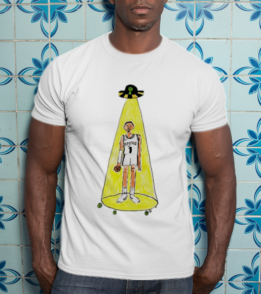 Victor Wembanyama Spurs NBA Out Of This World Alien Abduction Doodle T-Shirt