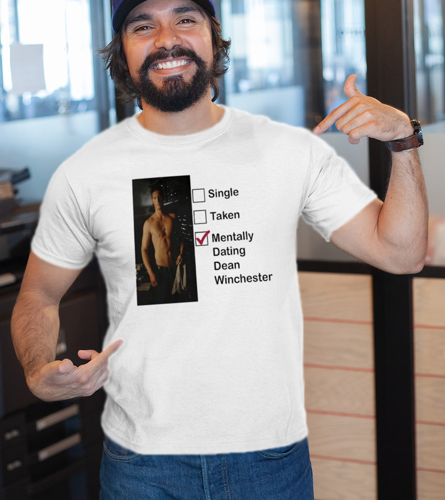 Jensen Ackles Less Mentally Dating Dean Winchester Single Taken Checked T-Shirt