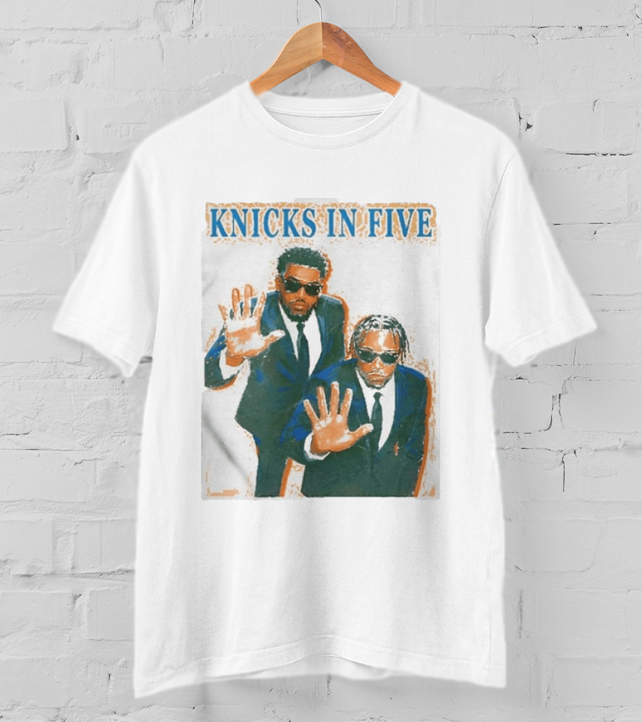 Knicks In Five Mikal Bridges Og Anunoby Players In Suits T-Shirt