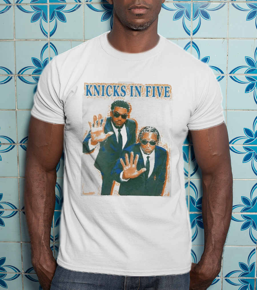 Knicks In Five Mikal Bridges Og Anunoby Players In Suits T-Shirt