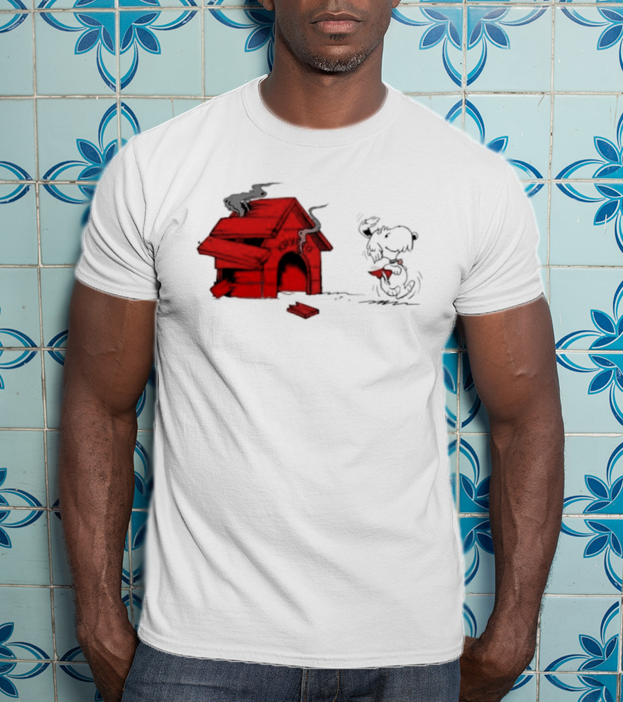 Krypto The Superdog Peanuts Snoopy Comic Book House Destruction Scene T-Shirt