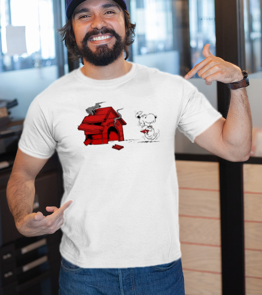 Krypto The Superdog Peanuts Snoopy Comic Book House Destruction Scene T-Shirt