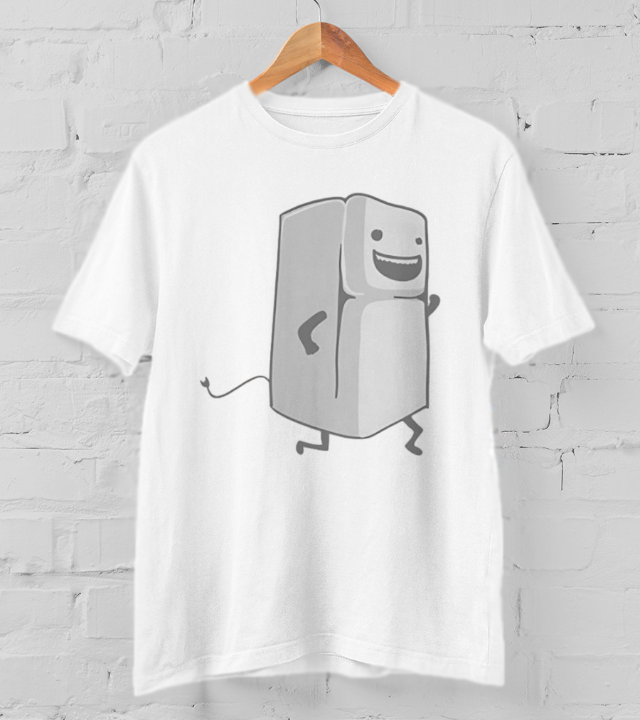 Refrigerator Running Cartoon Funny Playful Fridge T-Shirt