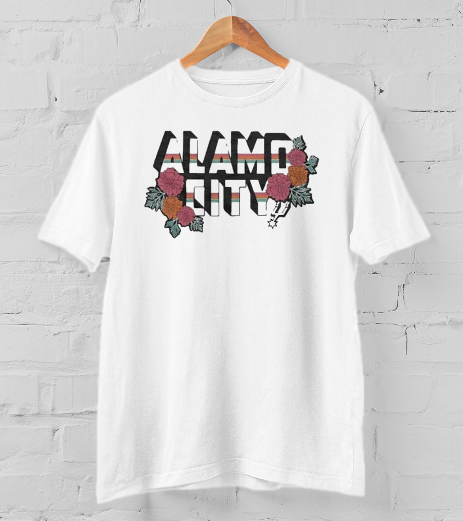San Antonio Spurs Alamo City Flowers And Stripes T-Shirt