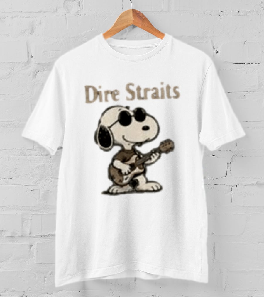 Snoopy Dire Straits Follow The Rhythm Trust The Road Enjoy The Ride Vintage Character Playing Guitar T-Shirt